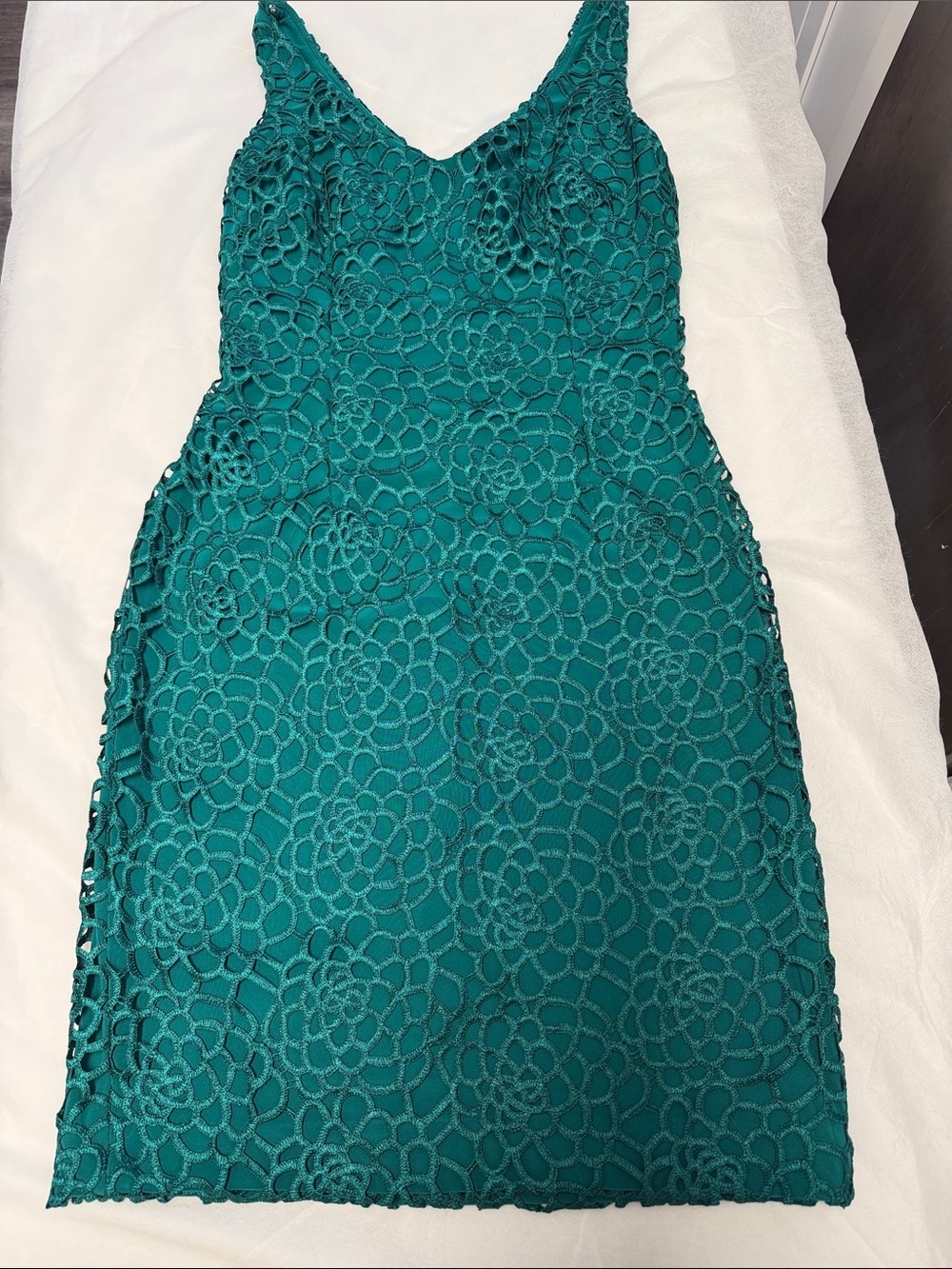Ralph Lauren Teal Floral Lace Midi Dress